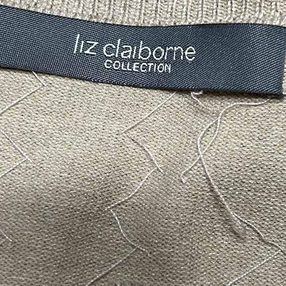 Liz Claiborne tan cardigan with sequins & beads.  Size Small. - Picture 2 of 10